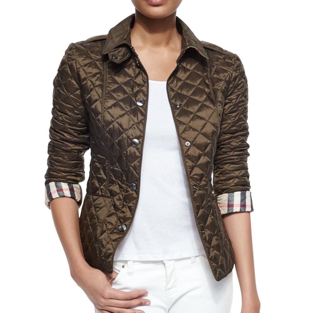 Burberry Brit Authentic Diamond Quilted Jacket in Olive